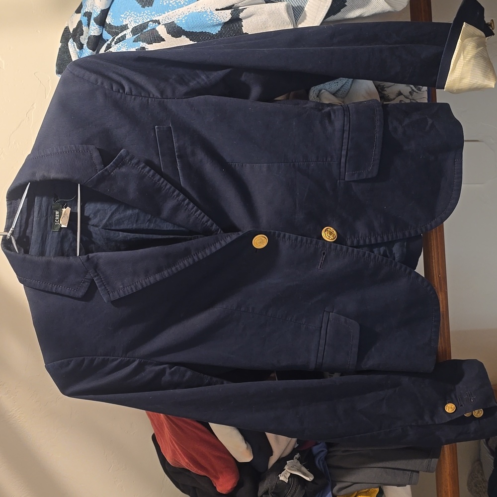 J. CREW Classic Cotton Navy Blue Blazer Size 8